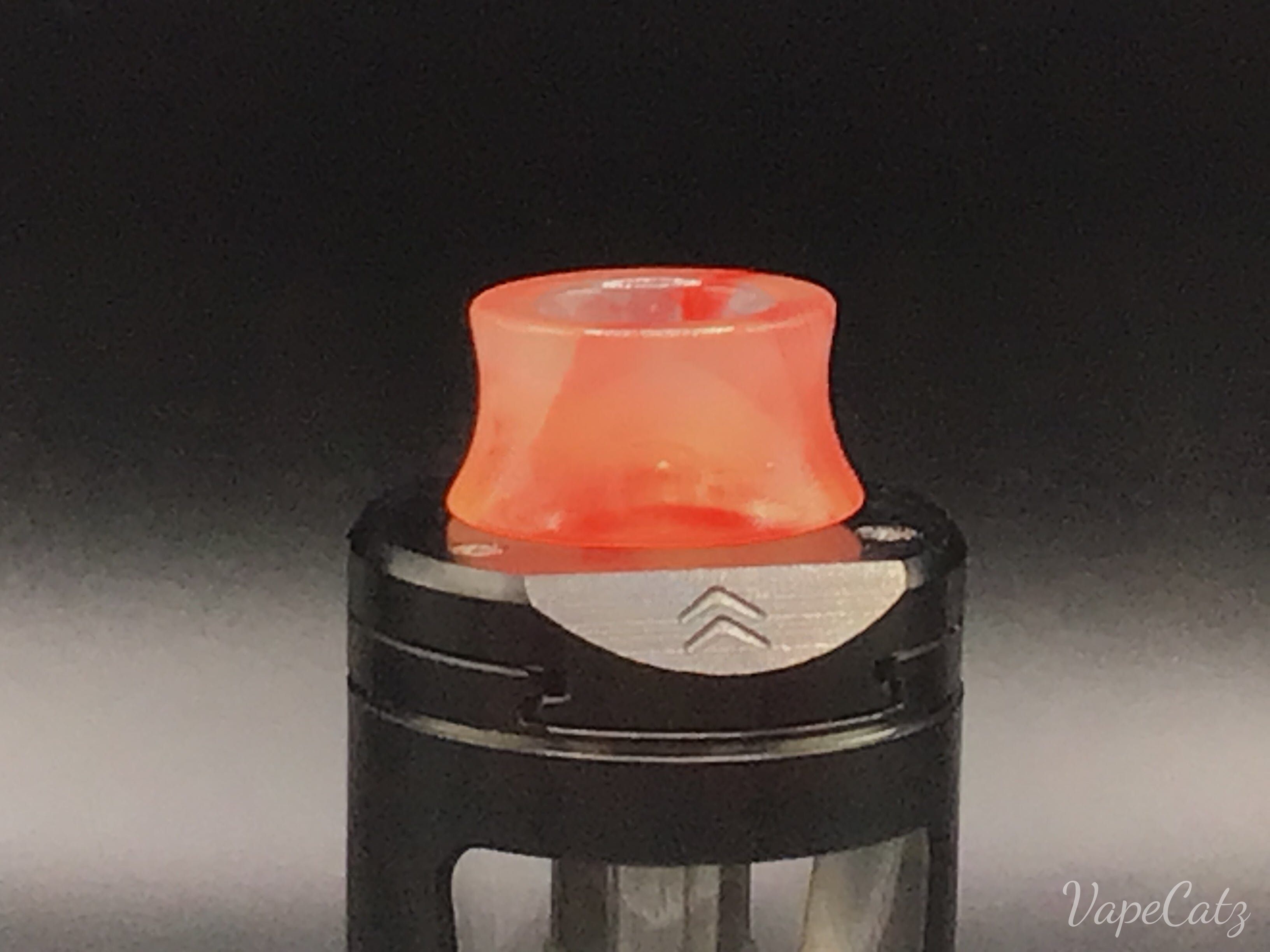 510 Wide Bore Concave Drip Tip or Mouthpiece Pastel Colors F1 Vape Accessories 510 Replacement Tips Opaque with Red Swirls