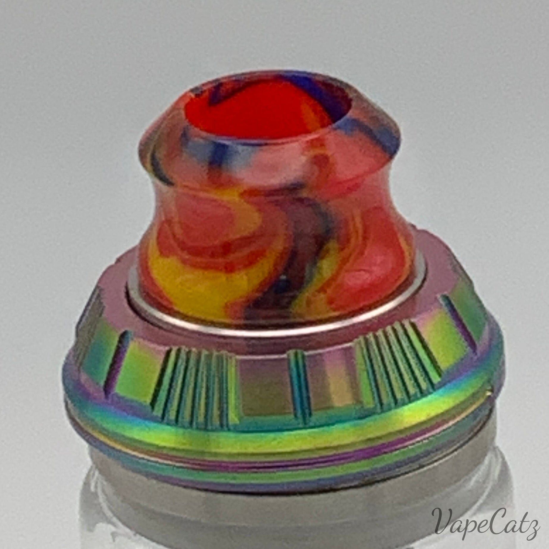810 Concave Drip Tip, Super Comfy! YB4 Vape Accessories 810 Drip Tip Red with Black and Yellow Swirls