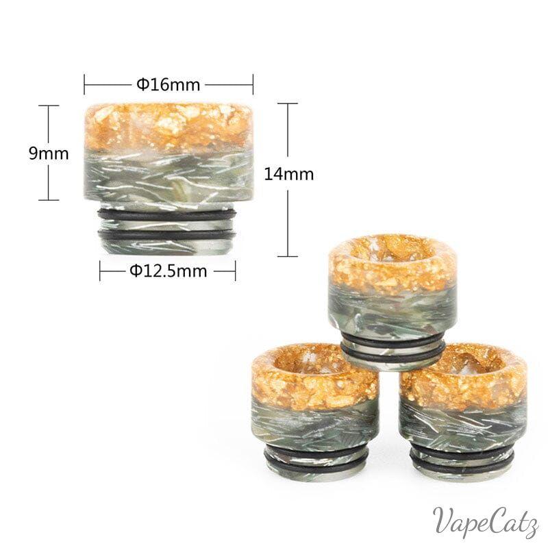 810 Drip Tip - Green & Gold Resin T2 Vape Accessories 810 Drip Tip
