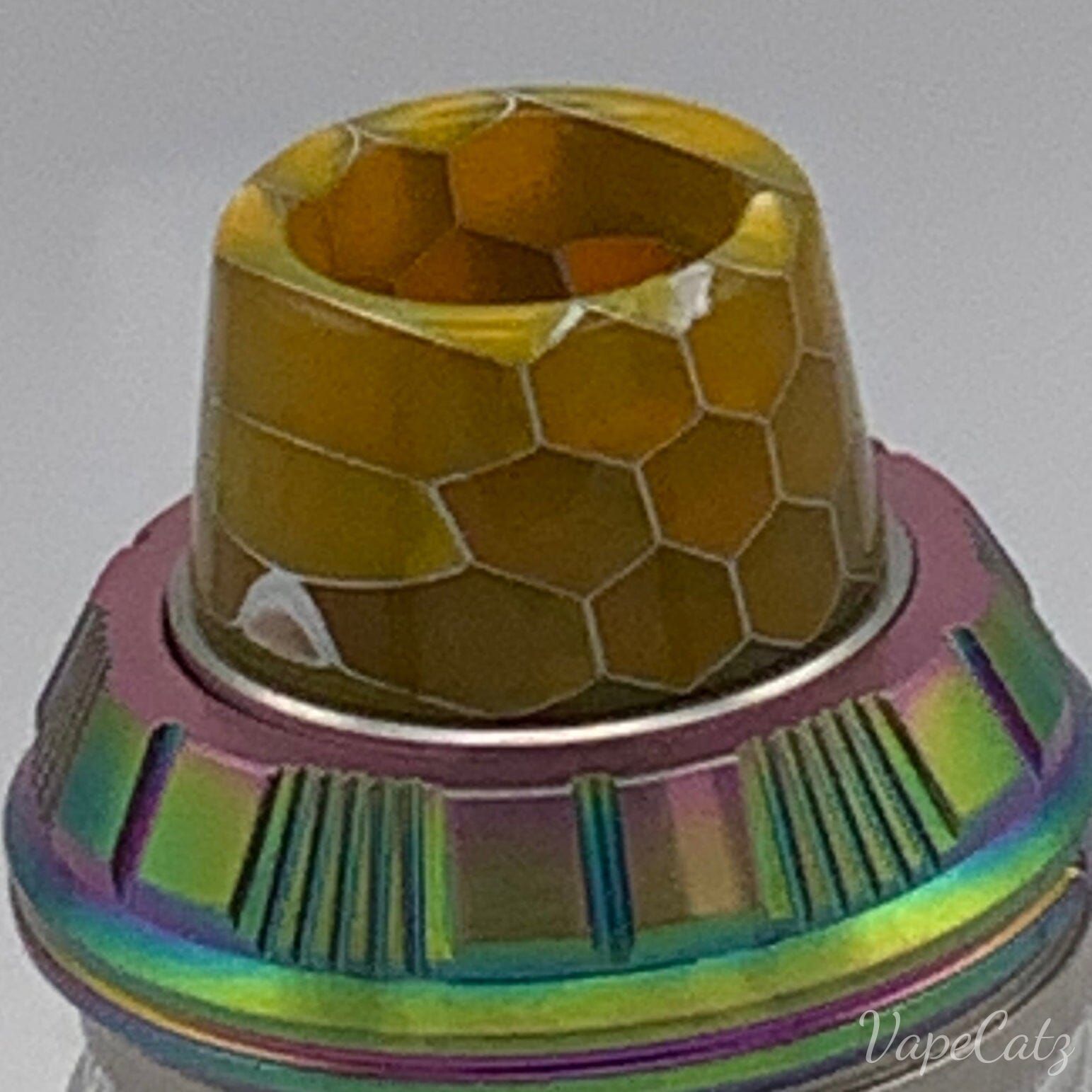 810 Short Resin Volcano Tip With Honeycomb Pattern CB9 Vape Accessories 810 Drip Tip Yellow Gold