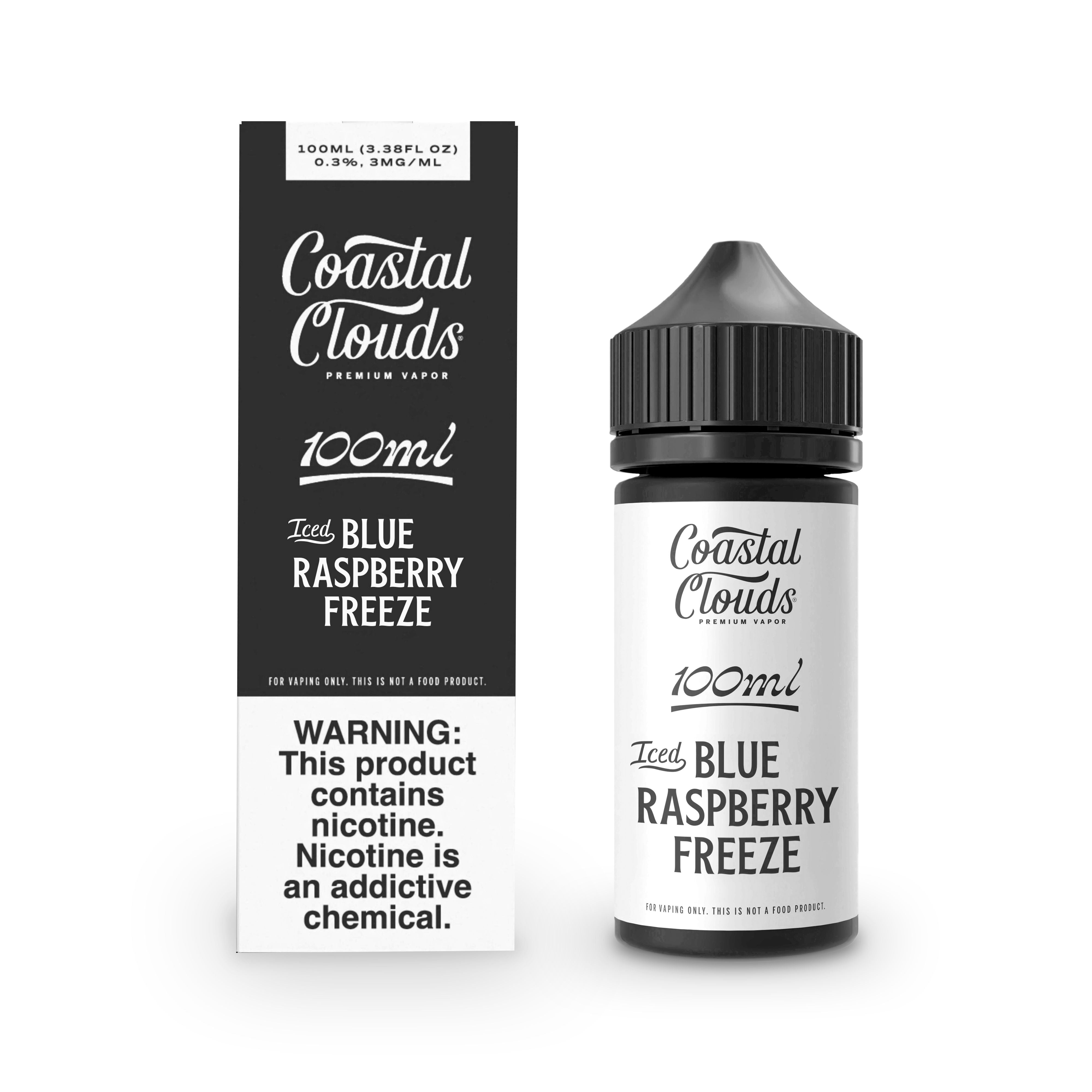 Blue Raspberry Chew 100ml AND Now in ICE! too E-Liquid Coastal Clouds 100 with ICE! 3mg