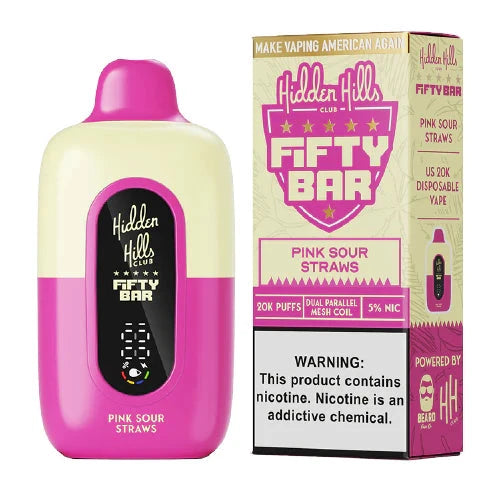 Fifty Bar USA Made Fruitia Collection Disposable Fifty Bar Pink Sour Straws