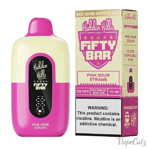 Fifty Bar USA Made Fruitia Collection Disposable Fifty Bar Pink Sour Straws