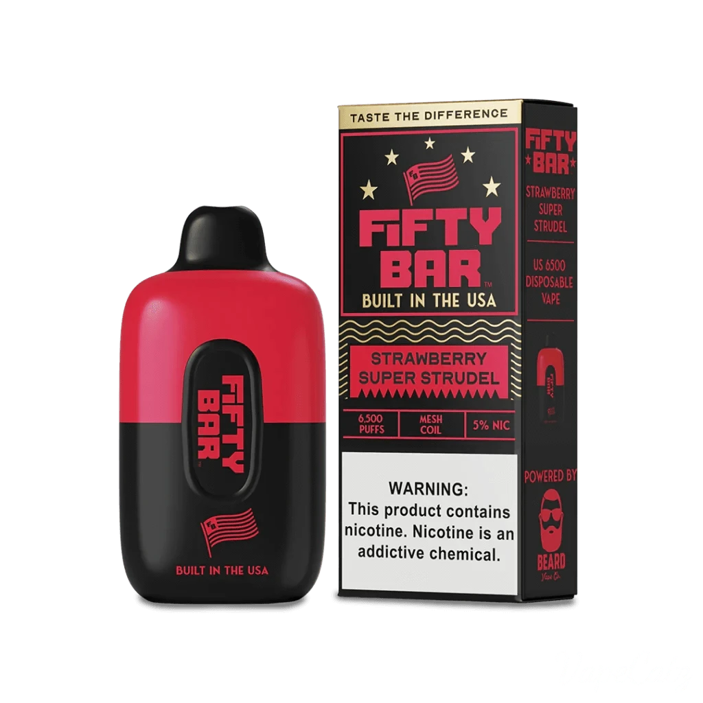 Fifty Bar USA Made Fruitia Collection Disposable Fifty Bar Strawberry Super Strudel