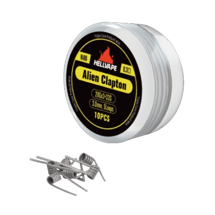 HellVape Wire - pre built coils - 10 pack Vape Accessories Wire Ni80 Triple Core Alien Clapton Prebuilt Coil 0.3