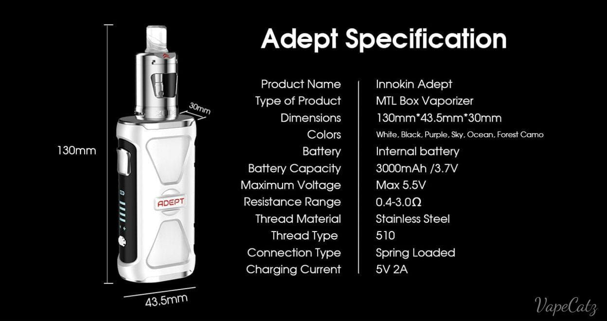 Innokin Adept MTL Box Mod Kit With Zlide Tank 3000mAh Innokin Hardware Innokin Hardware