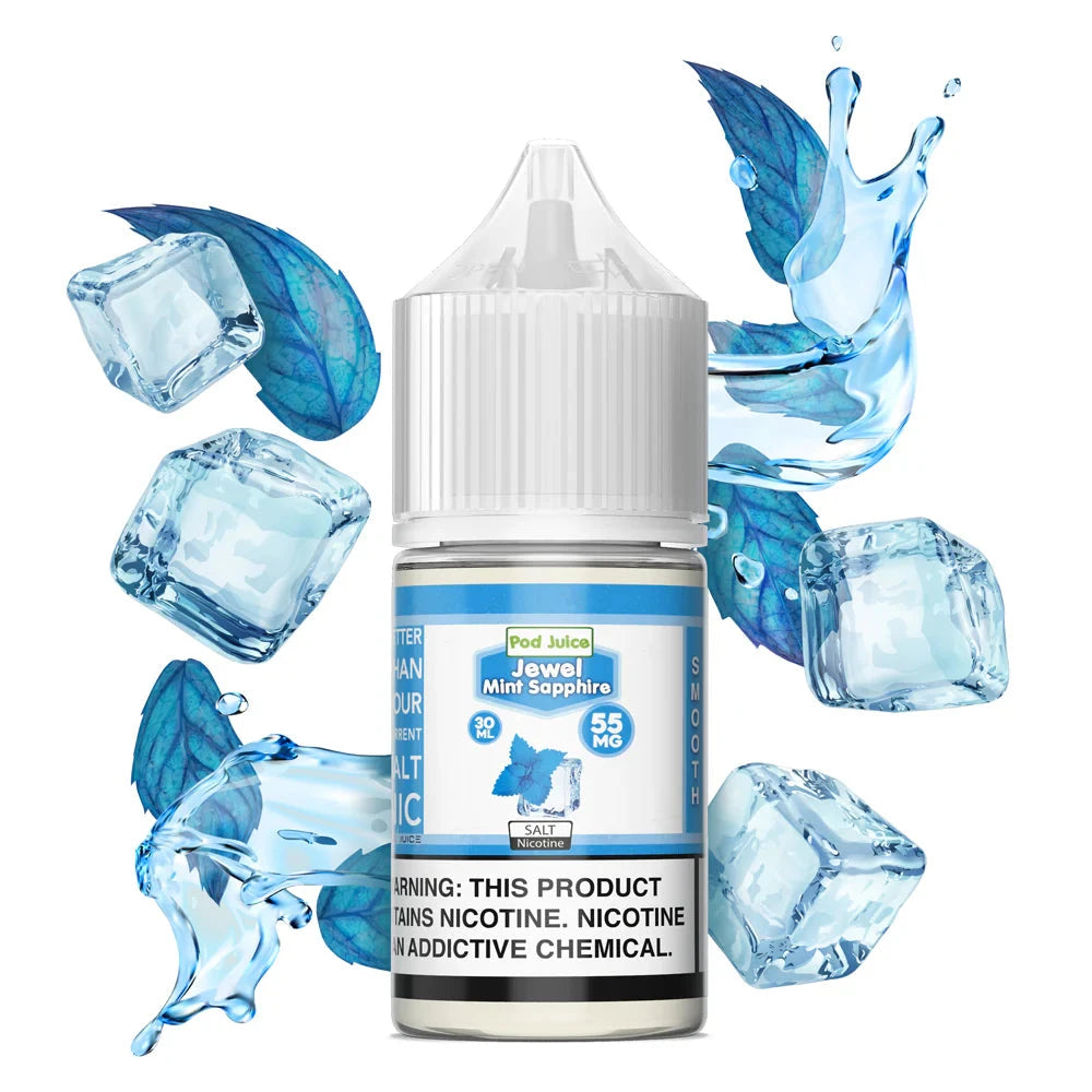 Pod Juice Salt 30ml High Content Salt E-Liquid High Content Salt E-Liquid Jewel Mint Sapphire 10mg