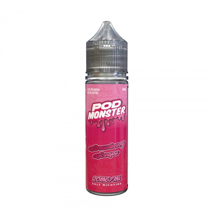 Pod Monster Salts 60ml High Content Salt E-Liquid High Content Salt E-Liquid 20mg Strawberry Scoops