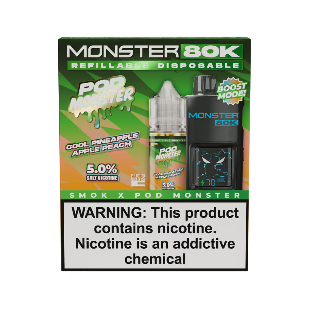Pod Monster x Smok 80K Disposable Wicked & Vivi's House Cool Pineapple Apple Peach