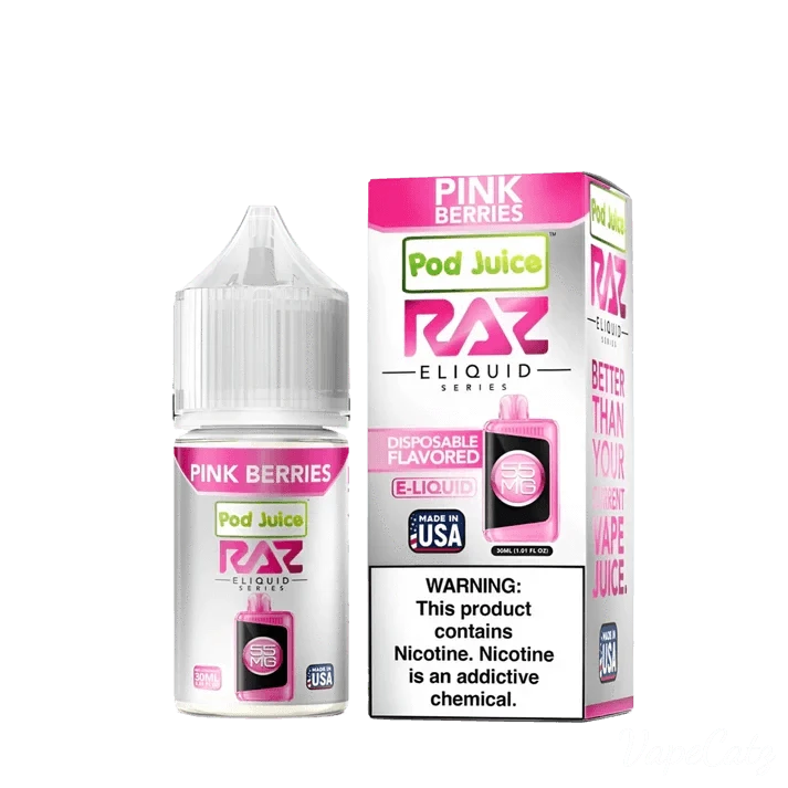 Raz Pod Juice High Content Salt E-Liquid High Content Salt E-Liquid Pink Berries 55mg