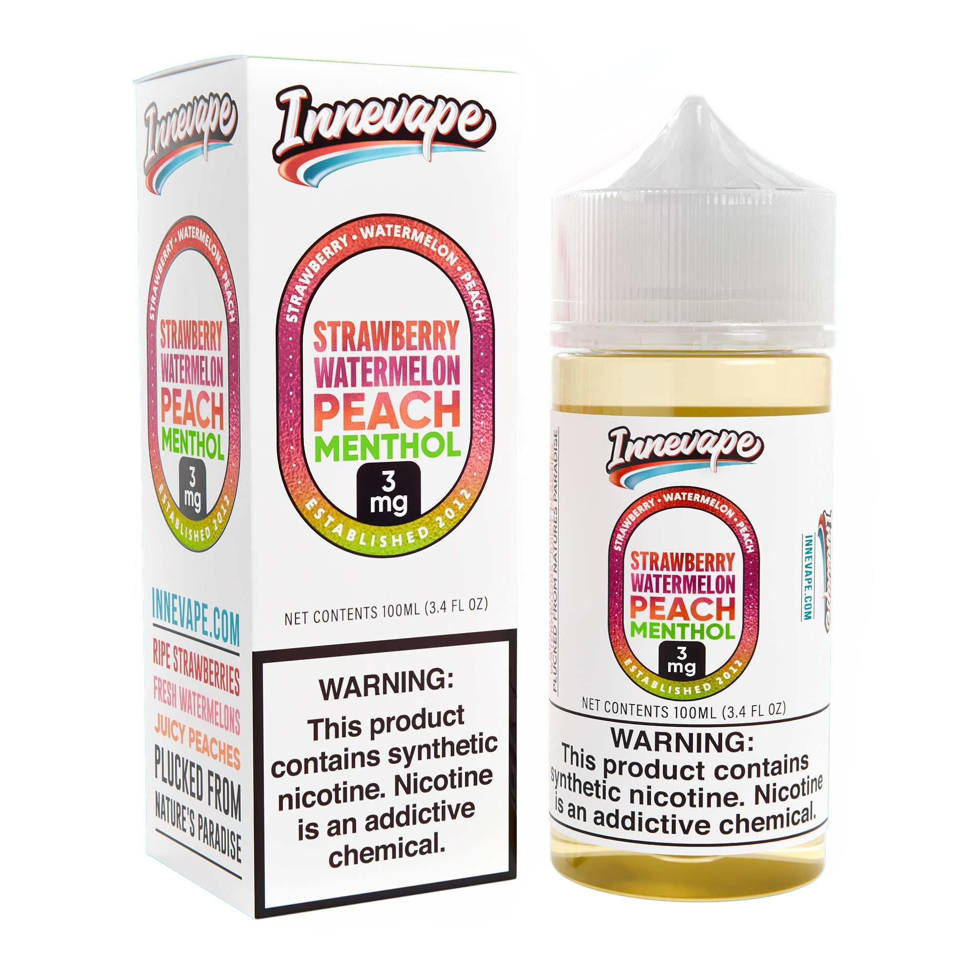 Strawberry Watermelon Peach and Menthol E-Liquid INNEVAPE