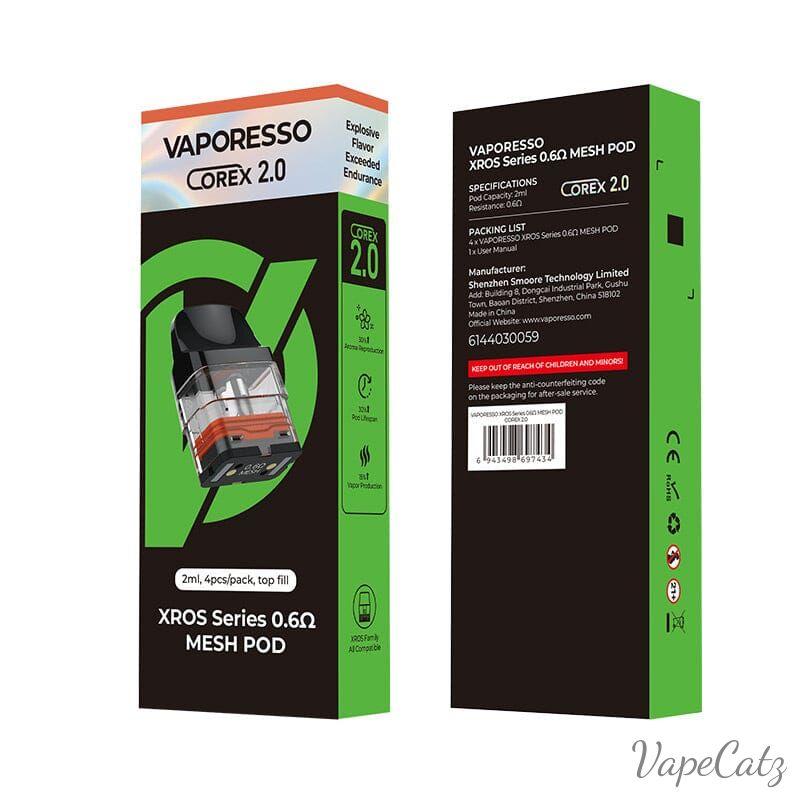Vaporesso XROS Corex 2.0 Series Pod Cartridge for Xros 2ml / 3ml (4pcs/pack) Coil Vaporesso 0.6 Top Fill 2ml