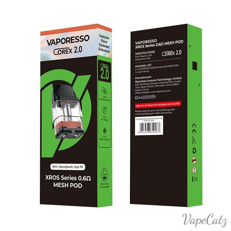 Vaporesso XROS Corex 2.0 Series Pod Cartridge for Xros 2ml / 3ml (4pcs/pack) Coil Vaporesso 0.6 Top Fill 3ml