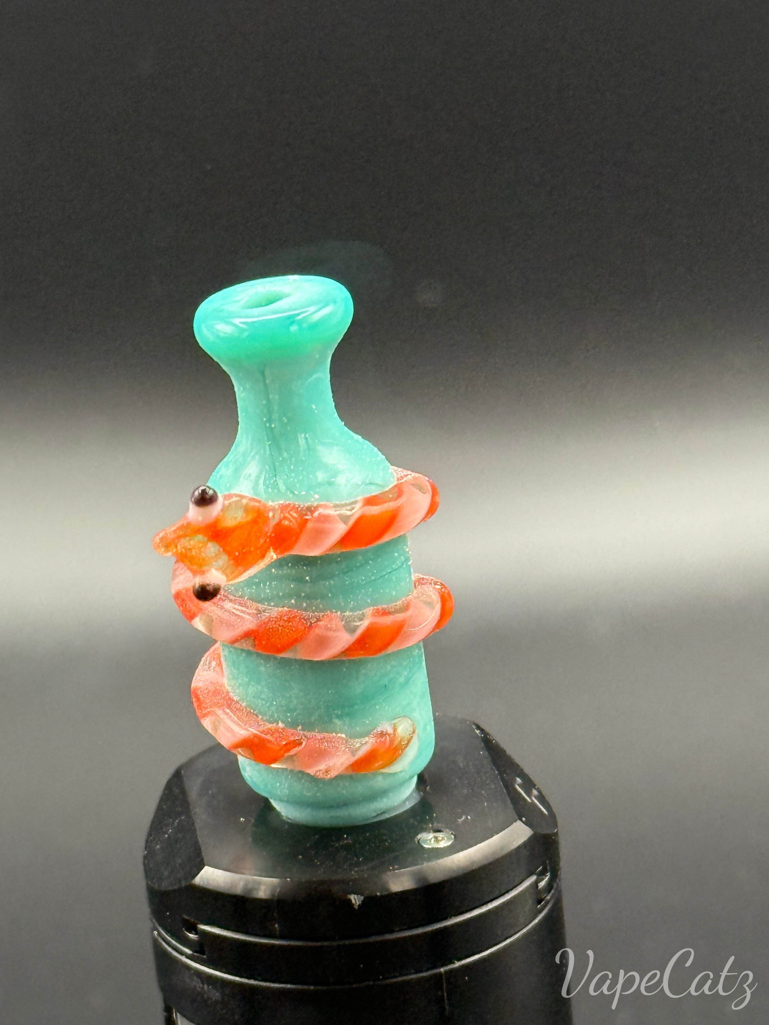 510 Fancy Glass with a smile :) Drip Tip Vape Accessories 510 Replacement Tips Mint Green with Orange Snake 