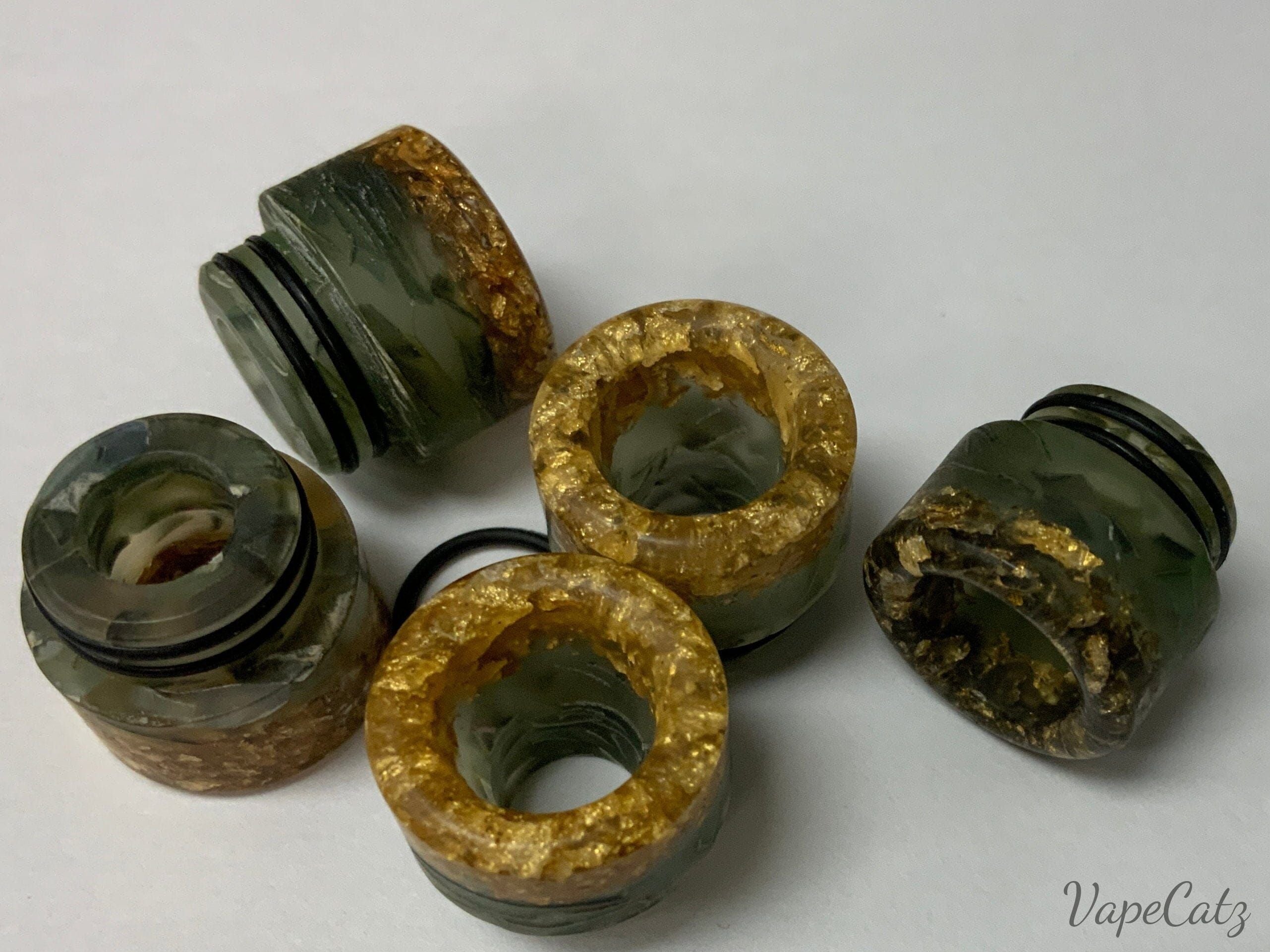 810 Drip Tip - Green & Gold Resin T2 Vape Accessories 810 Drip Tip 