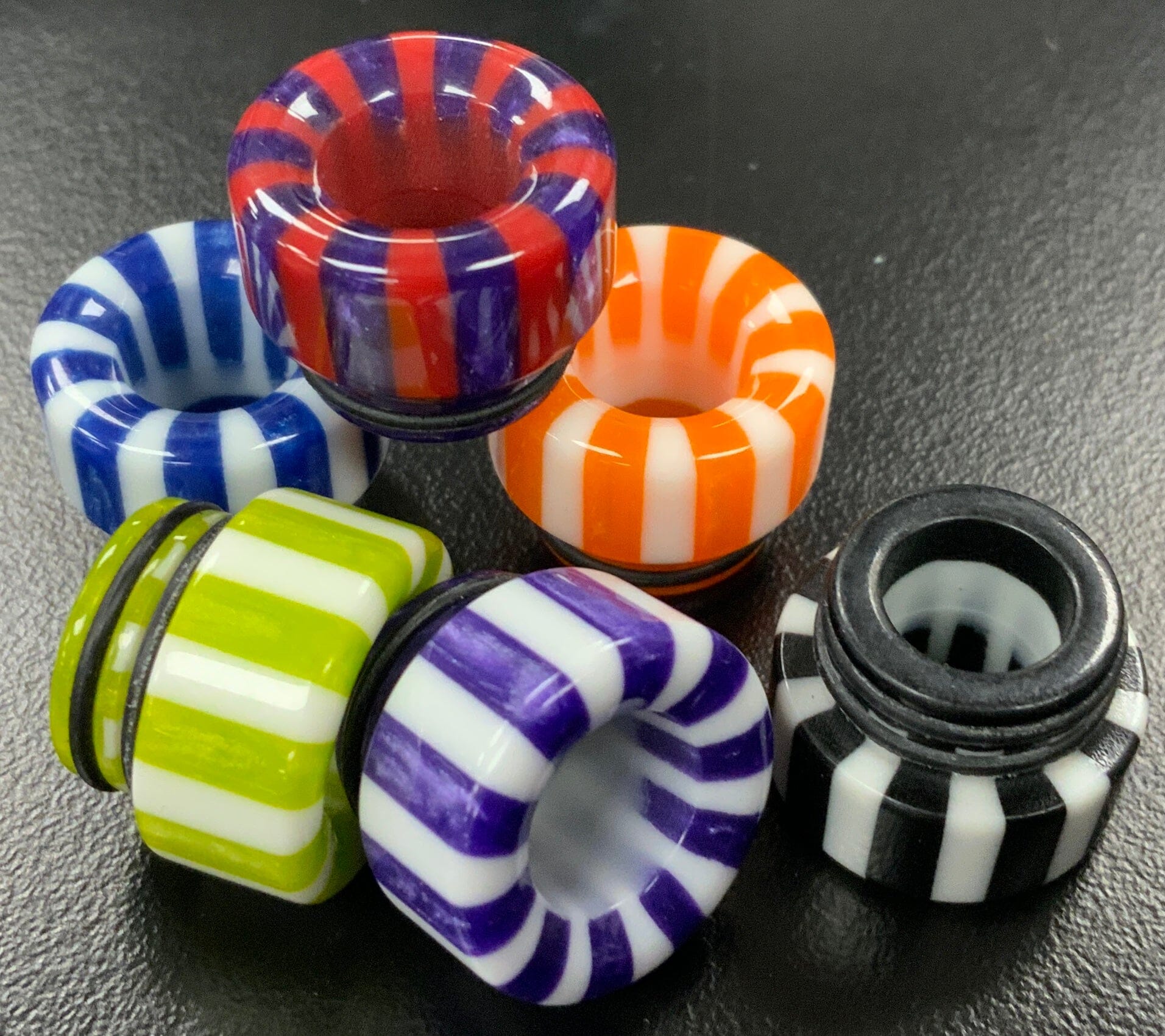 810 Resin Short & Stripey... like a candy cane... but better V25 Vape Accessories 810 Drip Tip 