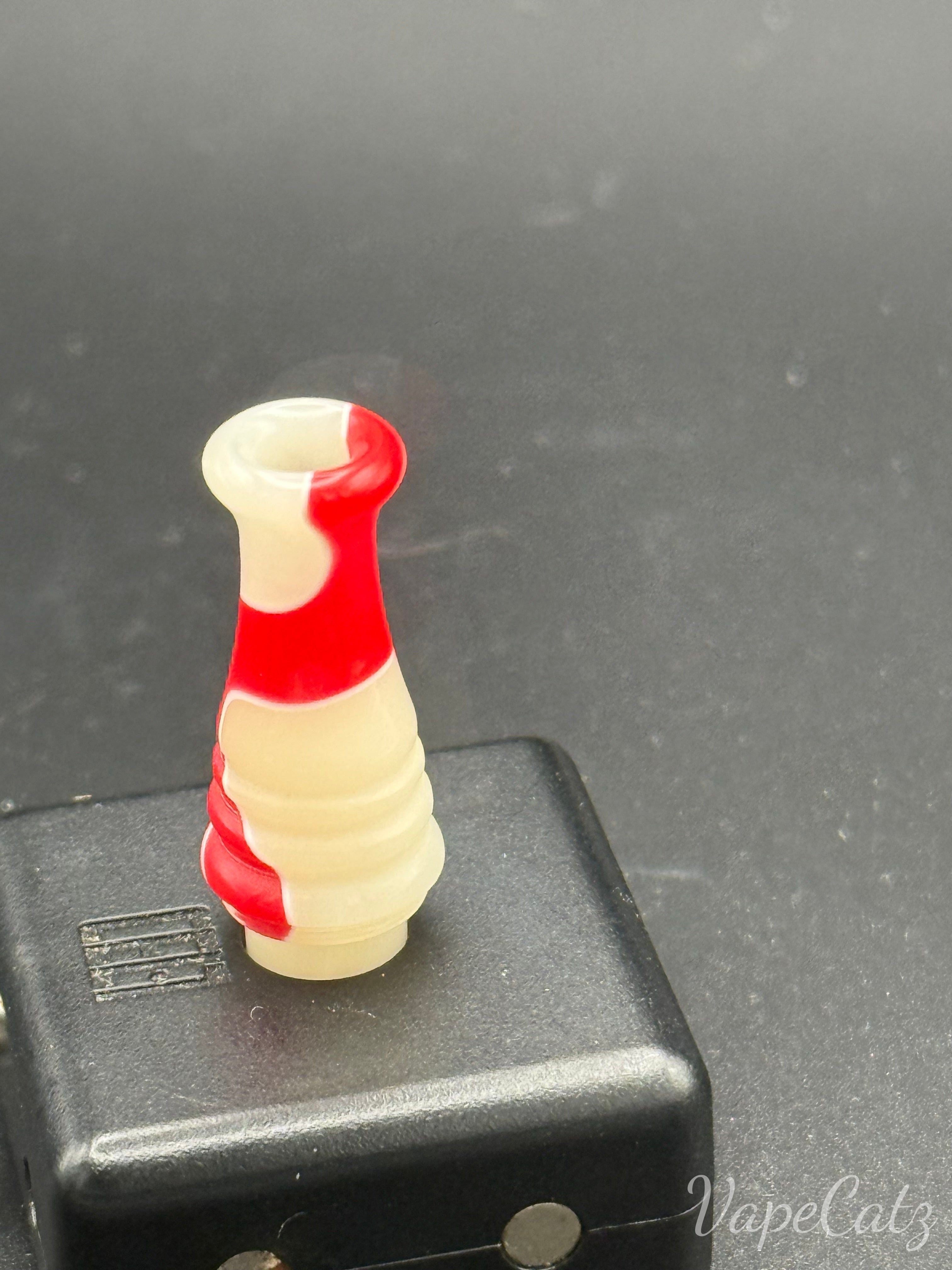 CE4 / CE5 Clearomizer Drip Tip Y9 Vape Accessories 510 Replacement Tips Cream with Red swirls 