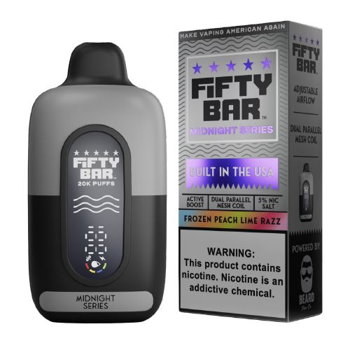 Fifty Bar Midnight Series Disposable Wicked & Vivi's House Frozen Peach Lime Razz 