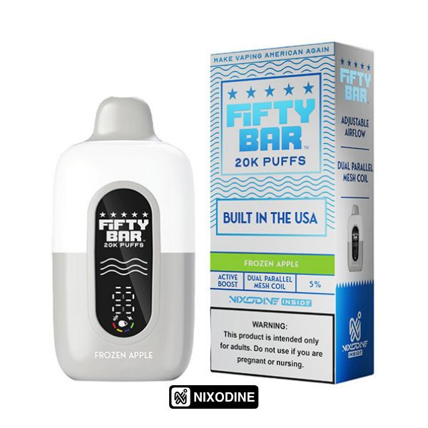 Fifty Bar Nixodine 0% Nicotine Disposable Wicked & Vivi's House Frozen Apple 