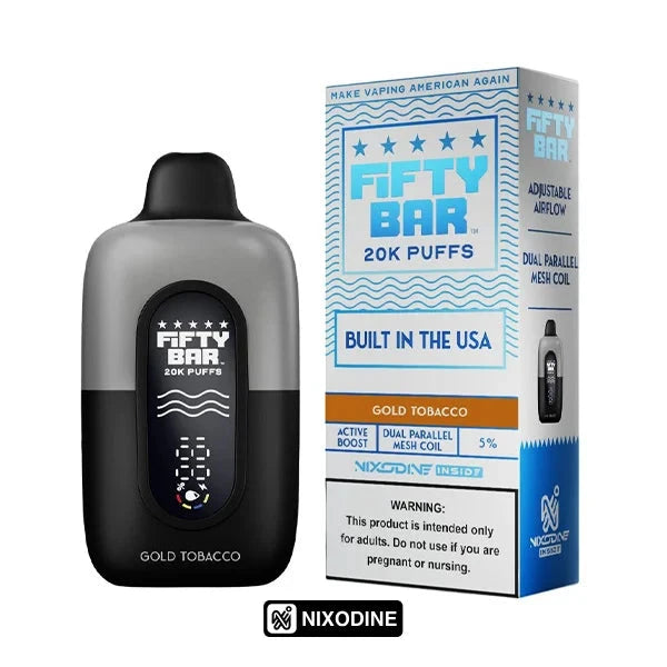 Fifty Bar Nixodine 0% Nicotine Disposable Wicked & Vivi's House Gold Tobacco 