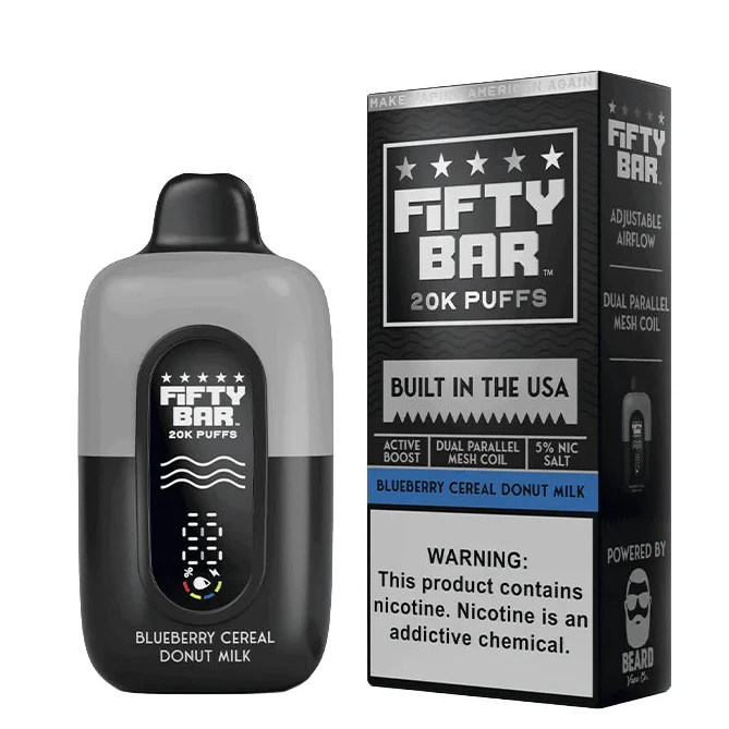 Fifty Bar USA Made Disposable Fifty Bar Blueberry Cereal Donut Milk 
