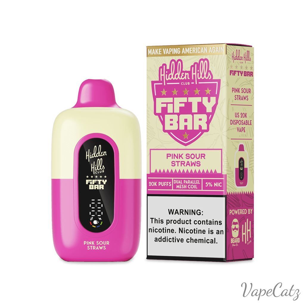 Fifty Bar USA Made Hidden Hills Collection Disposable Fifty Bar Pink Sour Straws 
