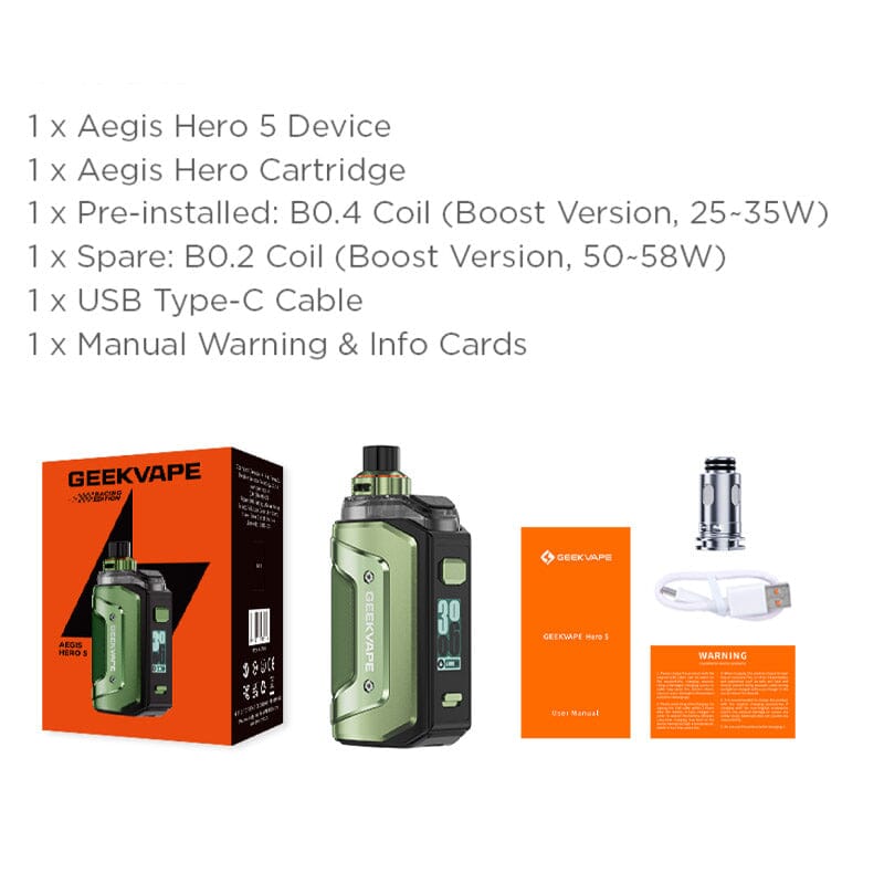 Geekvape Aegis Hero 5 Pod Mod Kit 2000mAh (Max 50W) 6.5ml Coil Classic Collection 