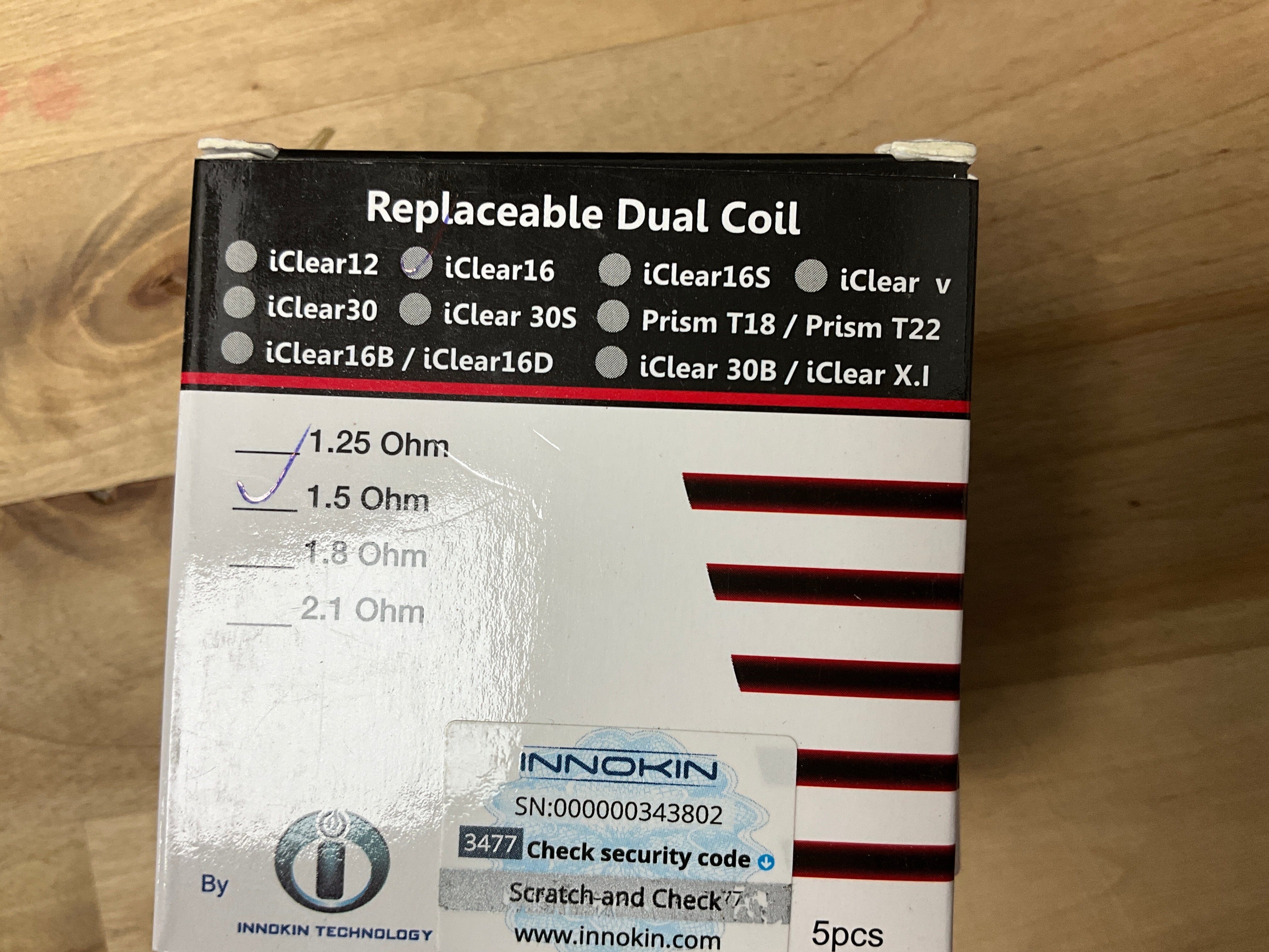 Innokin Dual Coils for I16 or I30 or I30S Tanks Classic Collection Innokin Hardware iClear 16 1.5 Ohm 
