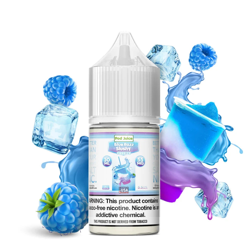 Pod Juice Salt 30ml High Content Salt E-Liquid High Content Salt E-Liquid Blue Razz Slushy 10mg 