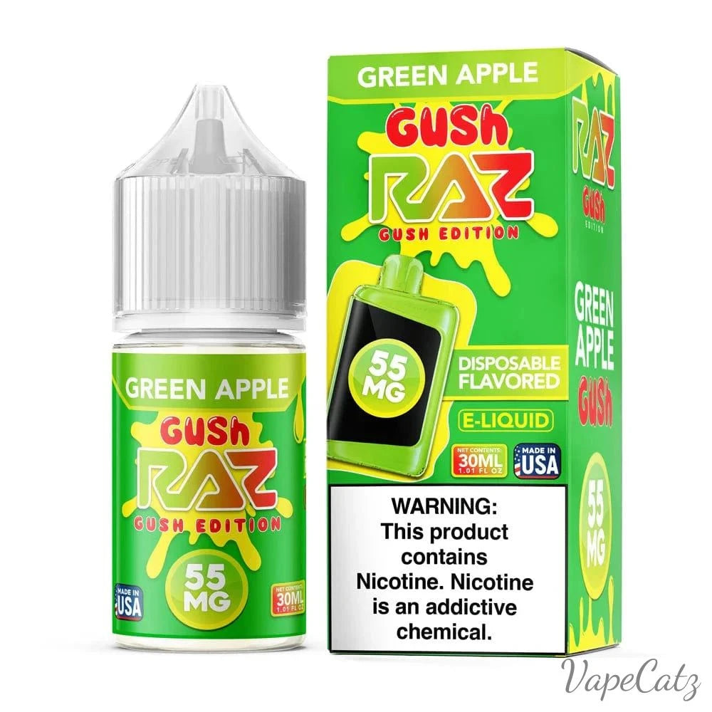Raz Gush (Copy) High Content Salt E-Liquid High Content Salt E-Liquid Green Apple Gush 55mg 