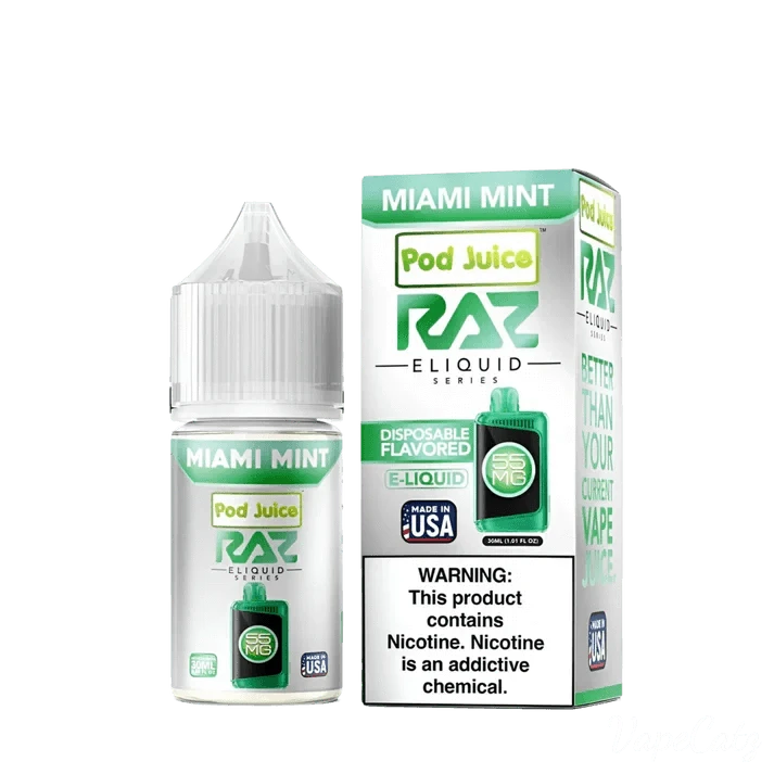 Raz Pod Juice High Content Salt E-Liquid High Content Salt E-Liquid Miami Mint 55mg 