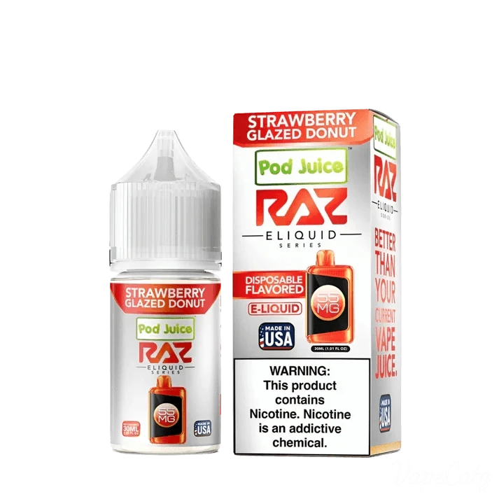 Raz Pod Juice High Content Salt E-Liquid High Content Salt E-Liquid Strawberry Glazed Donut 20mg 