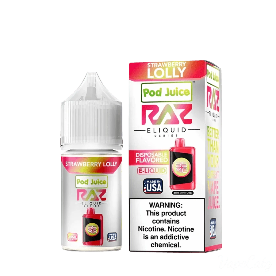 Raz Pod Juice High Content Salt E-Liquid High Content Salt E-Liquid Strawberry Lolly 55mg 