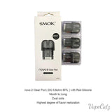 SMOK Novo Pods - Compatible with all Novo Pod Systems Coil Smok 3 Per Box Novo 2 0.8 Clear Black Side Fill 